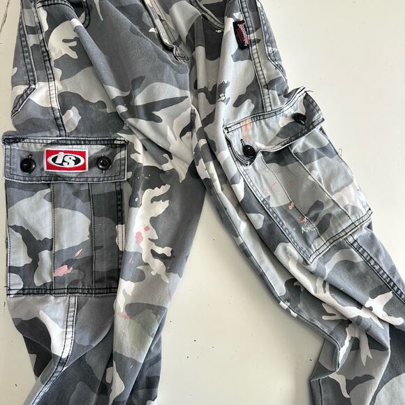 VTG Y2K Interstate pants camo cargo size 26-28 gray white black - Picture 8 of 12